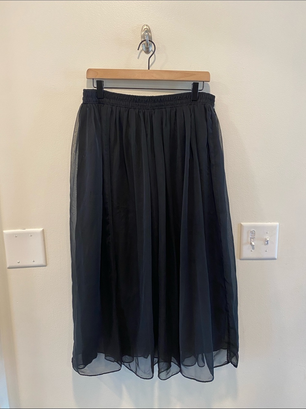 Vintage 90s Nicole Summers Sheer Chiffon Midi Skirt size XL Whimsigoth grunge